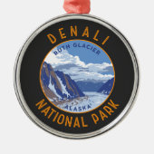 Denali Nationalpark Retro Distressed Circle Ornament Aus Metall (Vorne)