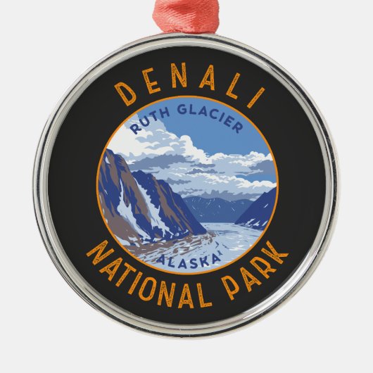 Denali Nationalpark Retro Distressed Circle Ornament Aus Metall (Vorne)