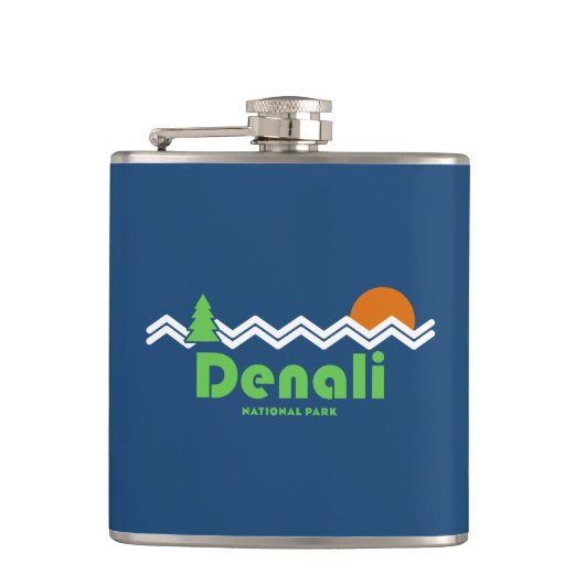 Denali Nationalpark Retro Flachmann (Vorderseite)
