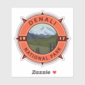 Denali Nationalpark Retro Kompass Emblem Aufkleber (Blatt)