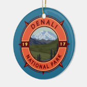 Denali Nationalpark Retro Kompass Emblem Keramik Ornament (Links)