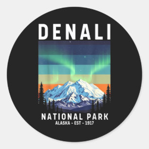 Denali-Nationalpark Vintage Alaska Denali Berg Runder Aufkleber