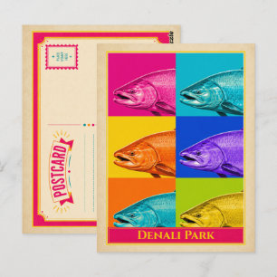 Denali Park Postkarte Alaska Lachs Vintage