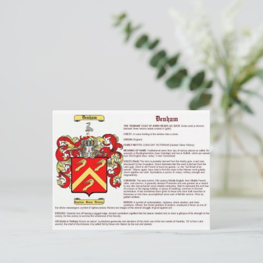 Denham (Bedeutung) Postkarte (Stehend Vorderseite)