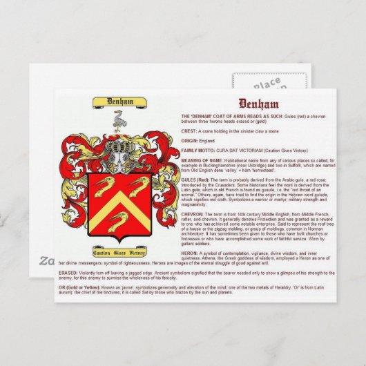 Denham (Bedeutung) Postkarte (Vorne/Hinten)