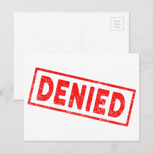 Denied Red Rubber Briefmarke Postkarte (Vorne/Hinten)