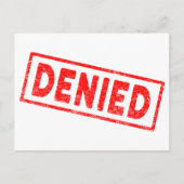 Denied Red Rubber Briefmarke Postkarte (Vorderseite)