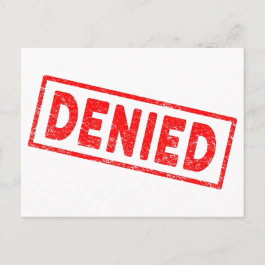Denied Red Rubber Briefmarke Postkarte (Vorderseite)