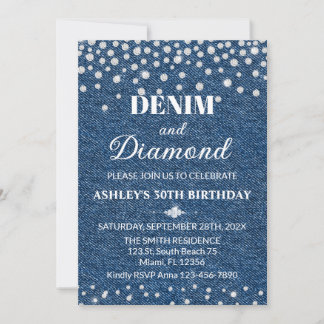 Denim and Diamond Birthday Party Invitation Einladung
