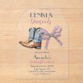 Denim and Diamond Disco Party Bachelorette Weekend Acryleinladungen (Vorderseite)