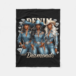 Denim and Diamonds African Melanin Swag Cowgirls R Fleecedecke