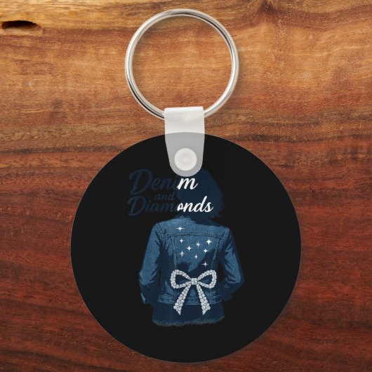 Denim And Diamonds Bow Ladies Girls Jeans Women  Schlüsselanhänger (Vorderseite)