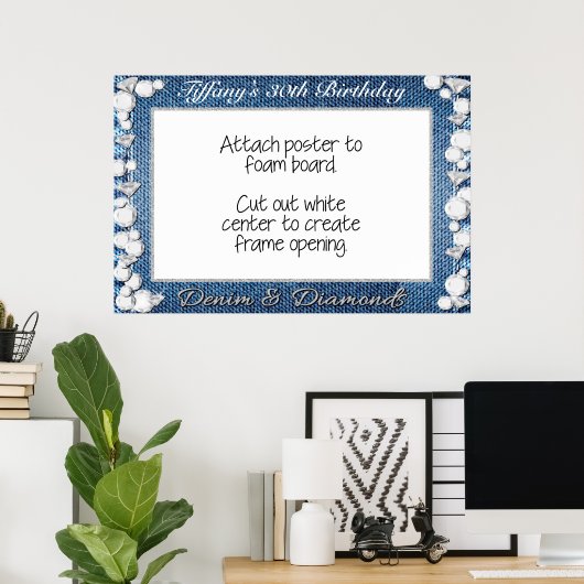 Denim and Diamonds Foto Booth Frame Prop Poster (Heimbüro)