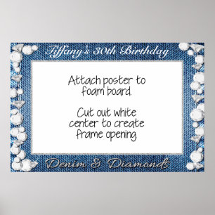 Denim and Diamonds Foto Booth Frame Prop Poster