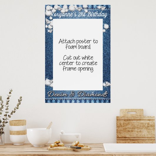 Denim and Diamonds Foto Booth Frame Prop Poster (Küche)