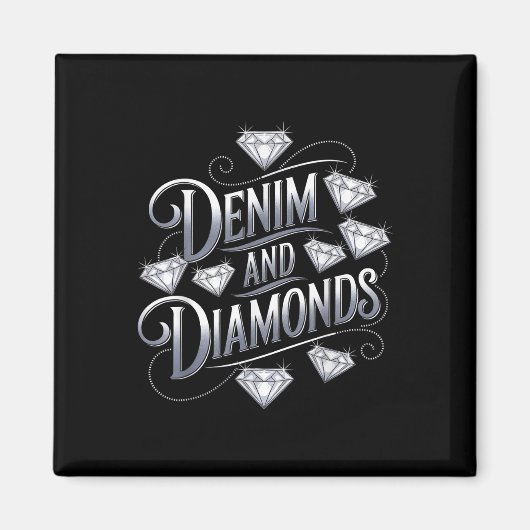 Denim and Diamonds Glam Cowgirl Party Design Magnet (Vorne)