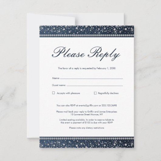 Denim and Diamonds Reply RSVP Card Einladung (Vorderseite)