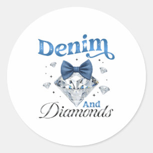 Denim And Diamonds Schleife Damen Mädchen Frauen Runder Aufkleber