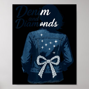 Denim And Diamonds Schleife Damen Mädchen Jeans Fr Poster