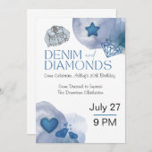 Denim and Diamonds Themed Birthday Party Einladung (Vorne/Hinten)