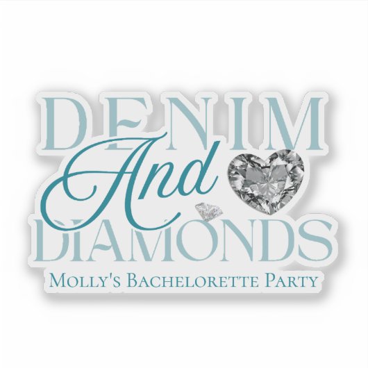 Denim and Diamonds - Western Bachelorette Design Aufkleber (Vorderseite)