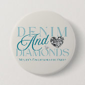 Denim and Diamonds - Western Bachelorette Design Button (Vorderseite)