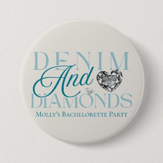 Denim and Diamonds - Western Bachelorette Design Button (Vorderseite)