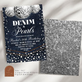 Denim and Pearls Adult Birthday Party Einladung