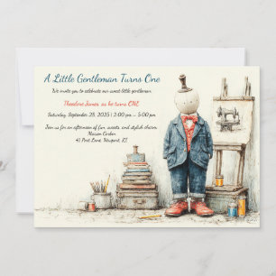 Denim Baby 1st Birthday & Parfüm Sketch Einladung