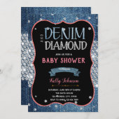 Denim Baby Dusche Diamanten Einladung (Vorne/Hinten)