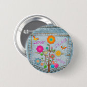 Denim Back Pocket Blume Liebe Hoffnung Button (Vorne & Hinten)