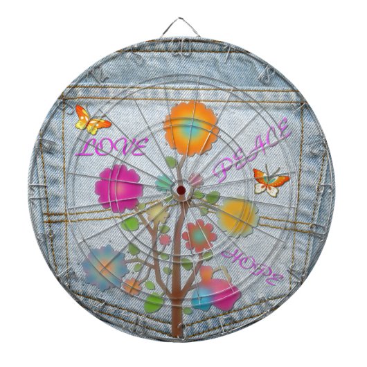 Denim Back Pocket Blume Liebe Hoffnung Dartscheibe (vorne)
