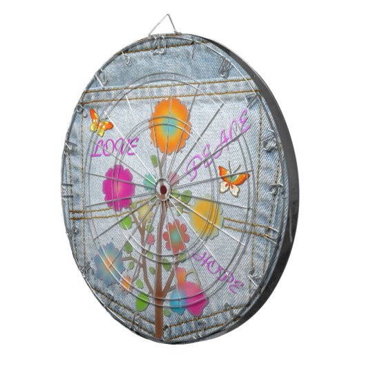 Denim Back Pocket Blume Liebe Hoffnung Dartscheibe (Vorderseite rechts)