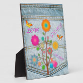 Denim Back Pocket Blume Liebe Hoffnung Fotoplatte (Seite)