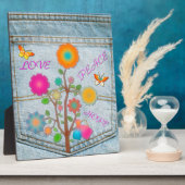 Denim Back Pocket Blume Liebe Hoffnung Fotoplatte (Seite)