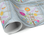 Denim Back Pocket Blume Liebe Hoffnung Geschenkpapier (Rolleneckpunkt)