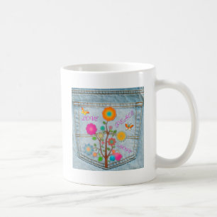 Denim Back Pocket Blume Liebe Hoffnung Kaffeetasse