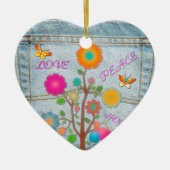 Denim Back Pocket Blume Liebe Hoffnung Keramikornament (Vorne)