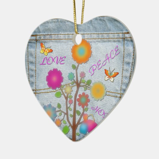 Denim Back Pocket Blume Liebe Hoffnung Keramikornament (Links)