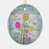 Denim Back Pocket Blume Liebe Hoffnung Keramikornament (Links)