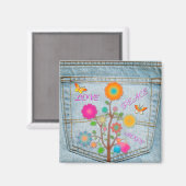 Denim Back Pocket Blume Liebe Hoffnung Magnet (Vorderseite/Rückseite)