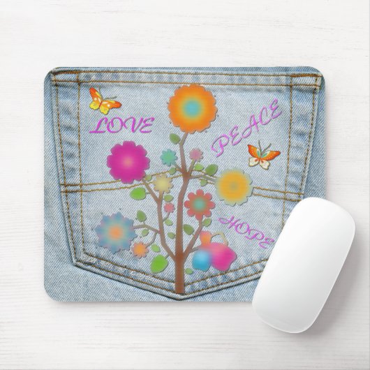 Denim Back Pocket Blume Liebe Hoffnung Mousepad (Mit Mouse)