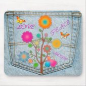 Denim Back Pocket Blume Liebe Hoffnung Mousepad (Vorne)