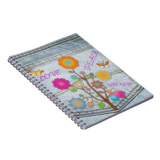 Denim Back Pocket Blume Liebe Hoffnung Notizblock (Rechte Seite)