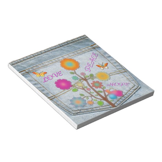 Denim Back Pocket Blume Liebe Hoffnung Notizblock (angewinkelt)