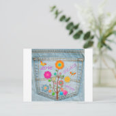 Denim Back Pocket Blume Liebe Hoffnung Postkarte (Stehend Vorderseite)