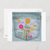 Denim Back Pocket Blume Liebe Hoffnung Postkarte (Vorne/Hinten)