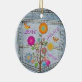 Denim Back Pocket Blume Peace Liebe Hope Ornament (Rechts)