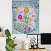 Denim Back Pocket Blume Peace Liebe Hope Poster (Heimbüro)