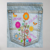 Denim Back Pocket Blume Peace Liebe Hope Poster (Vorne)